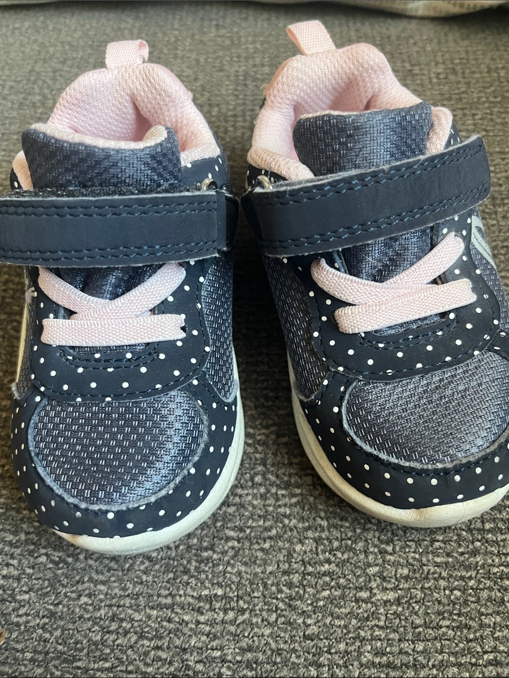 OshKosh B'gosh Navy and Pink Polka Dot Sneakers